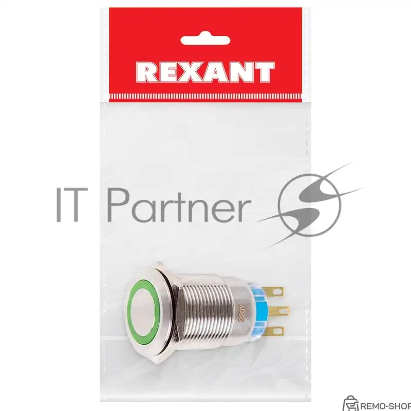 Антивандальная кнопка Rexant Ø19 12В с подсветкой фото 3