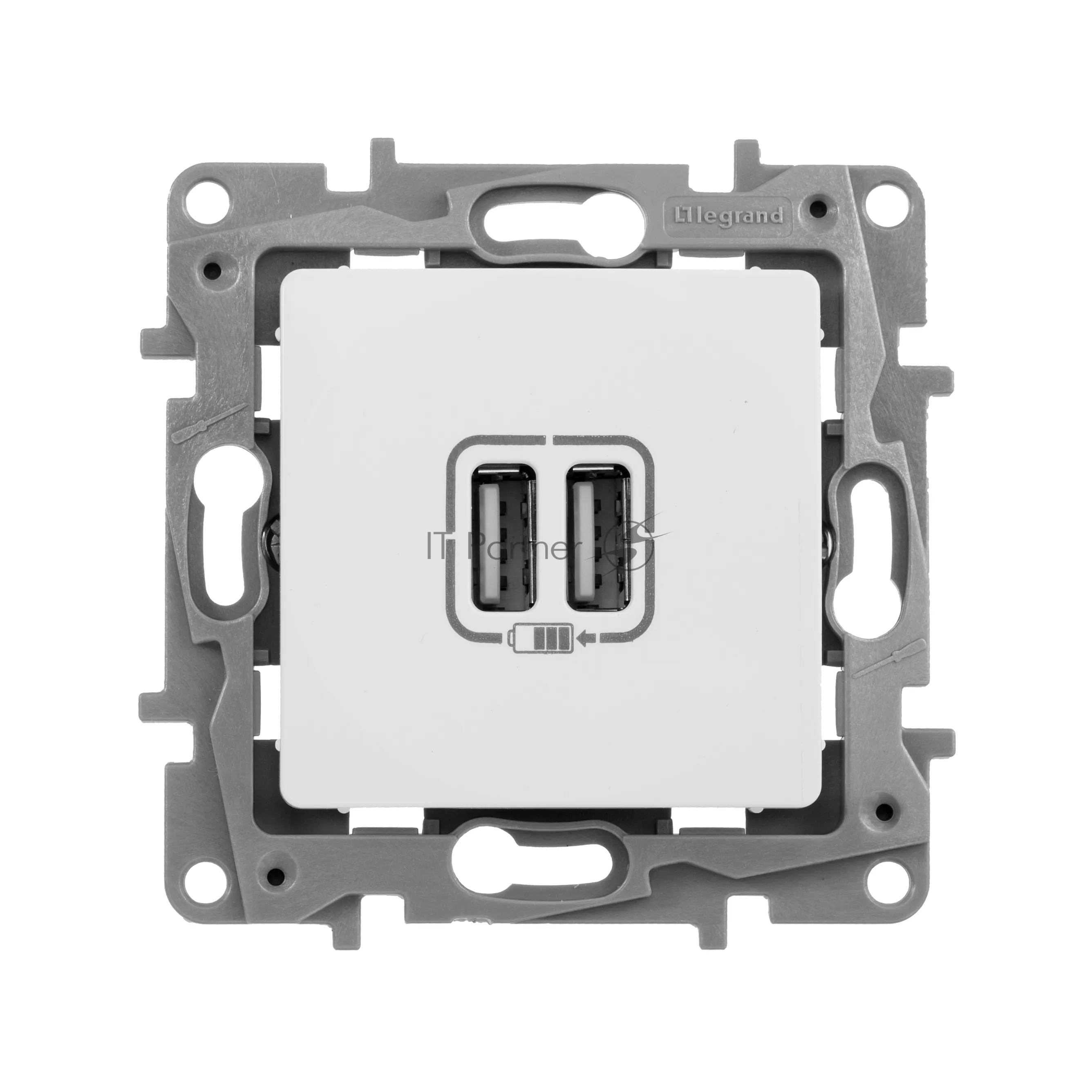 Зарядное устройство Legrand Etika с двумя USB-портами, белое фото 3