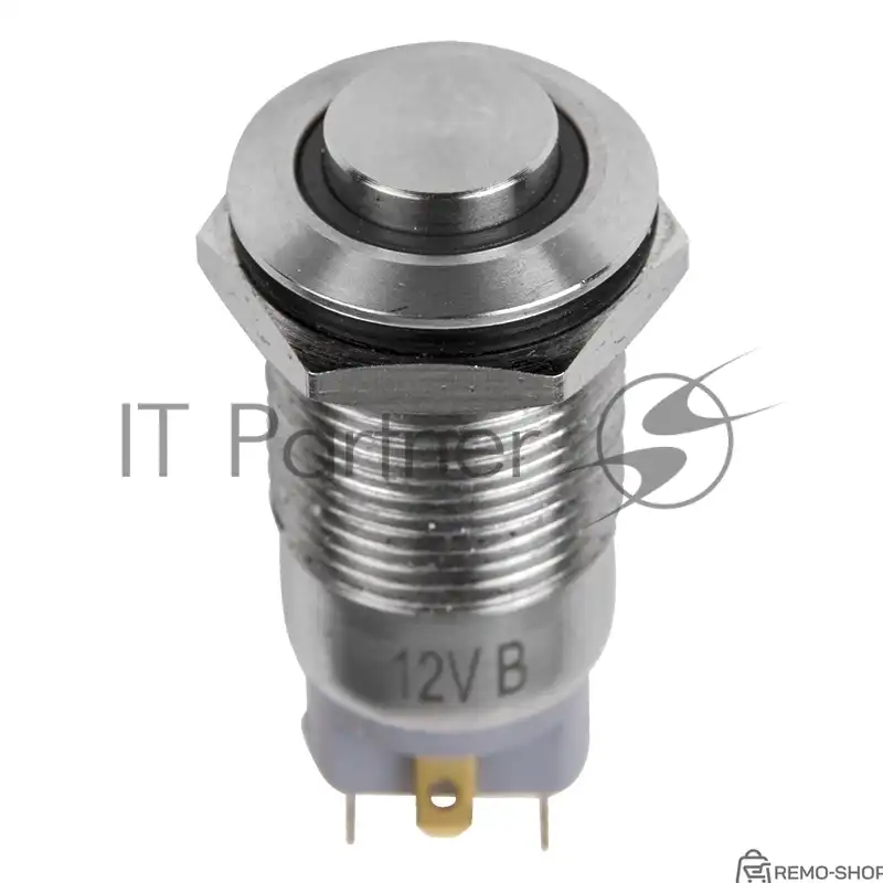 Антивандальная кнопка Rexant Ø12 мм, 12В, фиксированная, ON-OFF, синяя