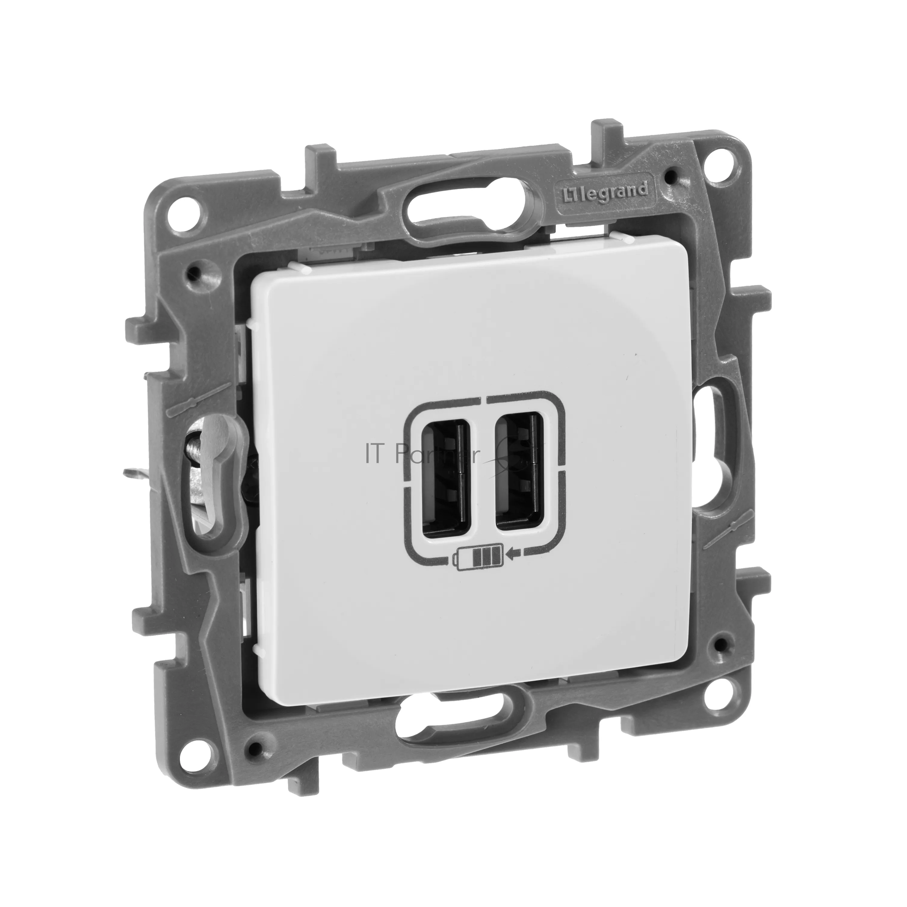 Зарядное устройство Legrand Etika с двумя USB-портами, белое