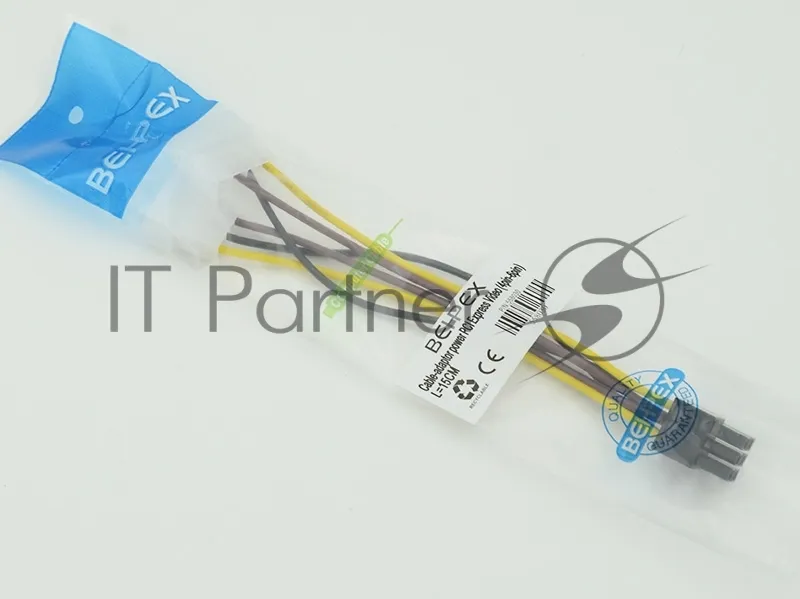 Кабель-переходник питания Molex на PCI-E 6pin, 15 см фото 2
