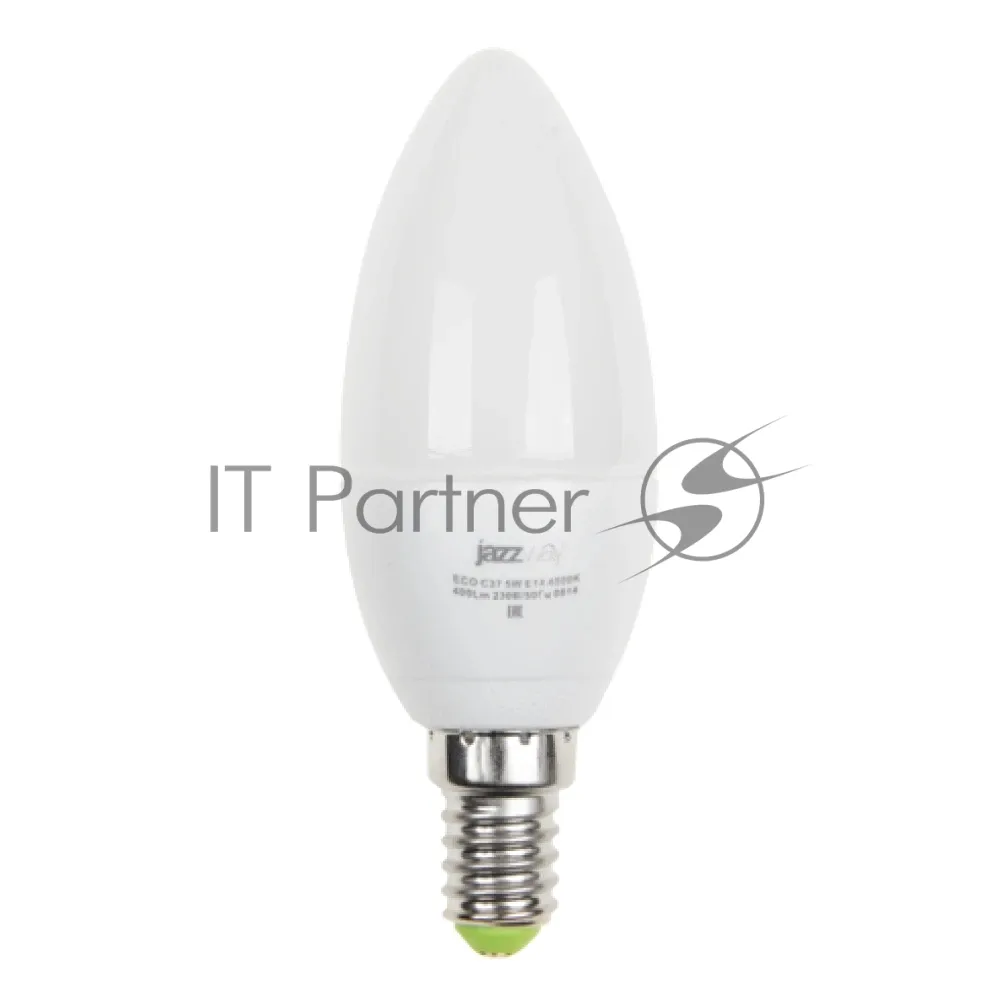 Светодиодная лампа JazzWay PLED-ECO-C37 5Вт свеча E14 теплый белый