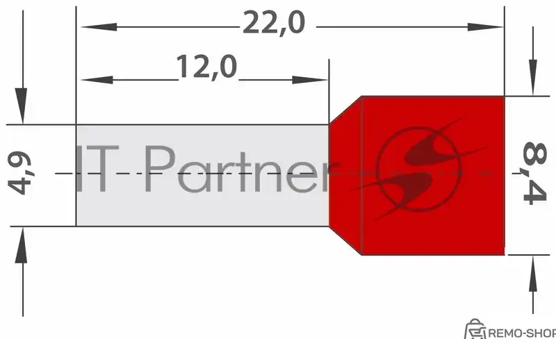 Наконечник штыревой втулочный изолированный Rexant F-12 мм 10 мм² (НШВи 10-12) красный фото 2