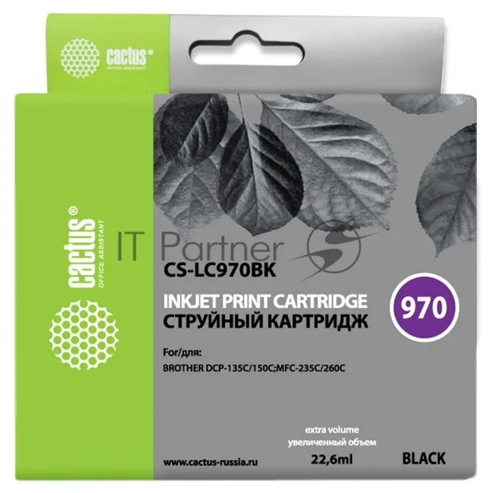 Картридж струйный Cactus CS-LC970BK черный для Brother DCP-135C/150C/MFC-235C/260C