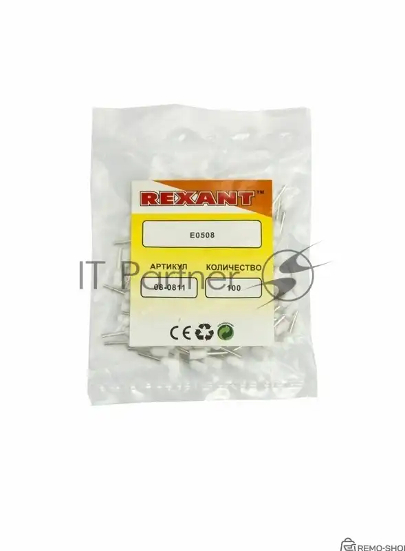 Наконечник штыревой втулочный изолированный Rexant F-8 мм 0.5 мм² (НШВи 0.5-8) белый фото 2