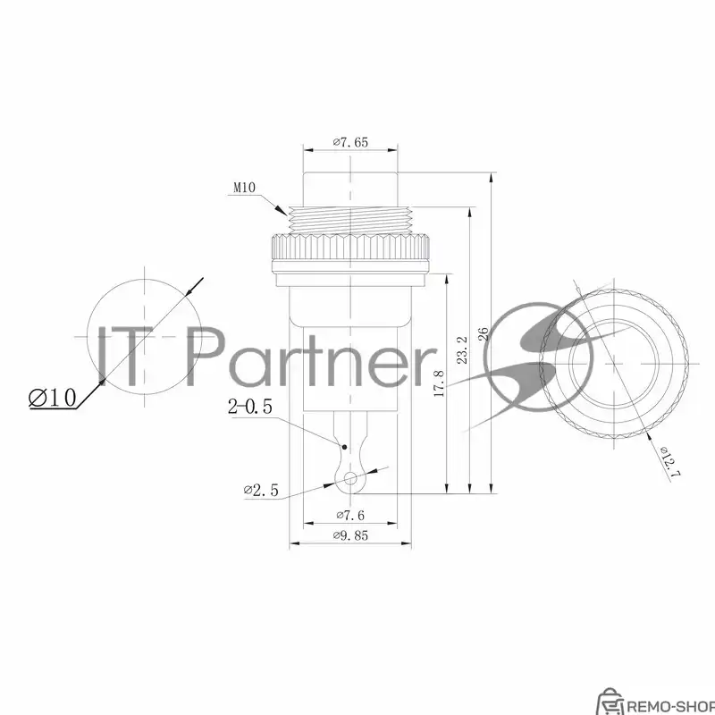 Выключатель-кнопка металлический Rexant 220V 2А (2с) (ON)-OFF Ø10.2 мм красный Mini фото 3