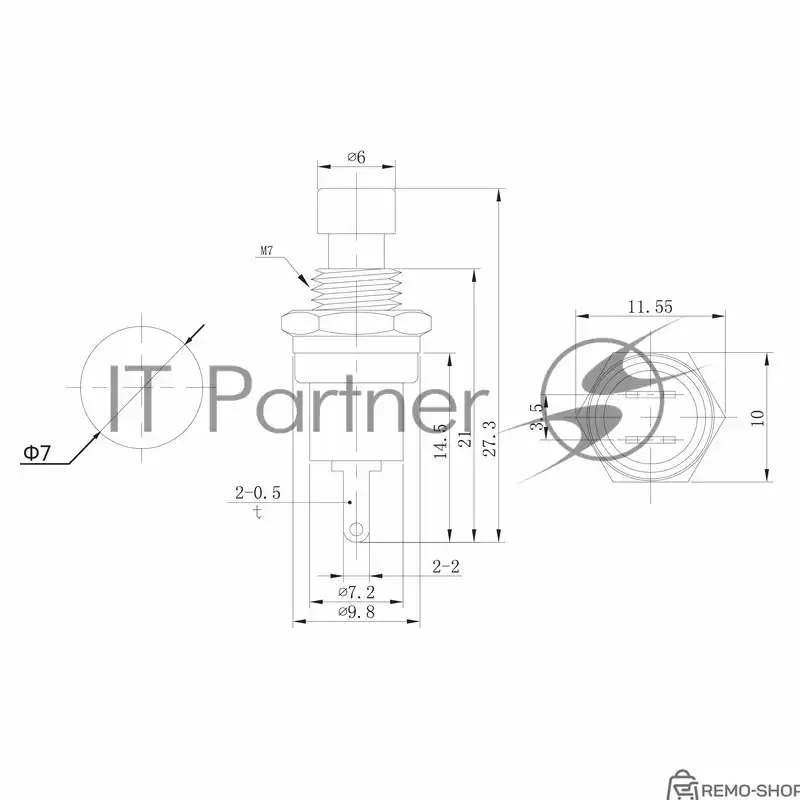 Кнопочный выключатель Rexant 220V 2А красный фото 2