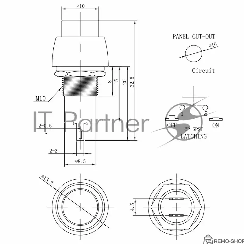Выключатель-кнопка Rexant 250V 1А ON-OFF красный Micro фото 2