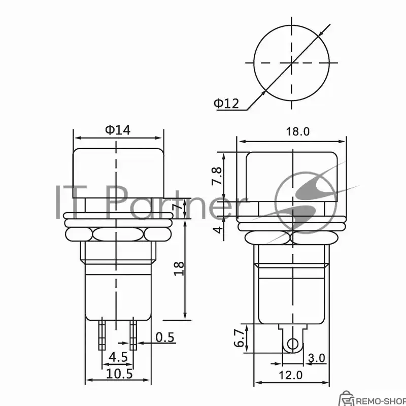 Выключатель-кнопка Rexant 250V 1А ON-OFF красный фото 3