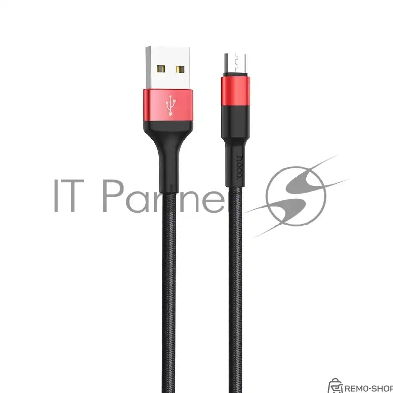 Кабель USB 2.0 HOCO X26, AM/microBM, черно-красный, 1 метр фото 2
