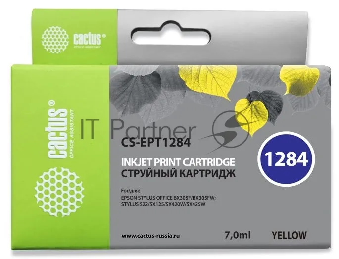 Струйный картридж Cactus CS-EPT1284 желтый для принтеров Epson