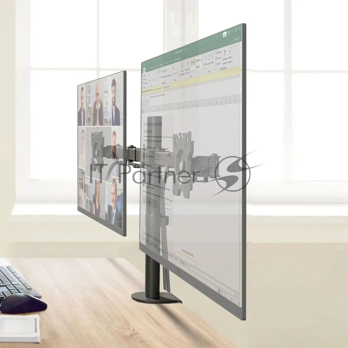 Настольный кронштейн для двух мониторов ONKRON D221E фото 2