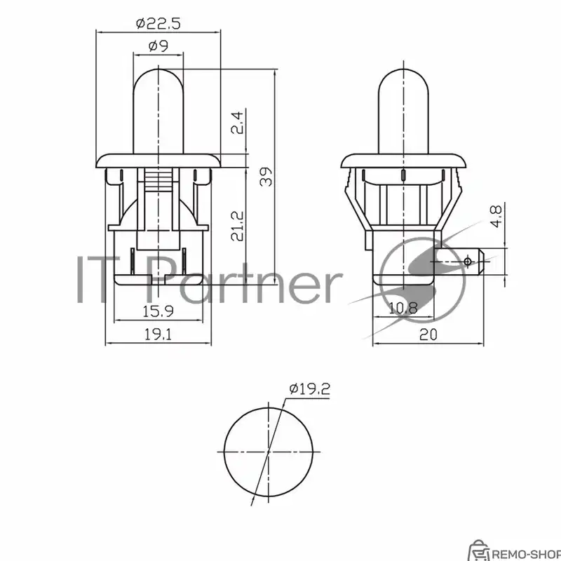 Выключатель-кнопка Rexant 250V 2.5А ON-(OFF) белый фиксированный фото 2