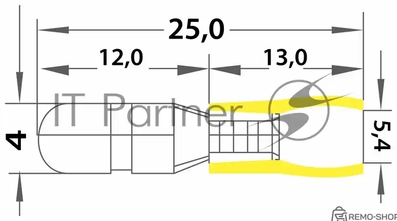 Штекер изолированный Rexant 5 мм для проводов 4-6 мм² (РШи-п 6.0-5) желтый фото 3