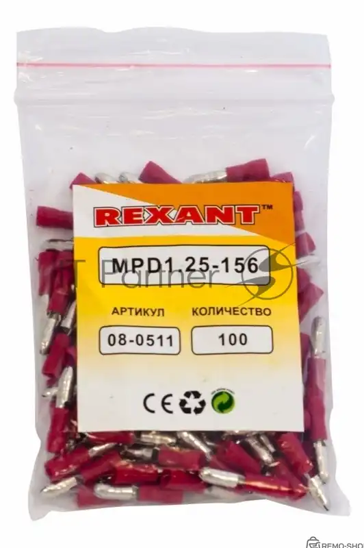 Штекерный разъём изолированный Rexant 4 мм красный фото 2