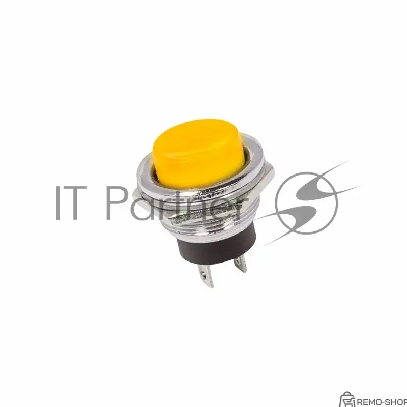 Выключатель-кнопка металлический Rexant 250V 2А (2с) (ON)-OFF Ø16.2 мм желтый