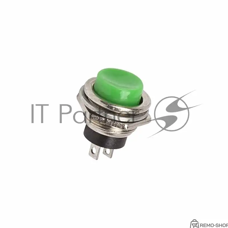 Выключатель-кнопка металлический Rexant 250V 2А зеленый Ø16.2 мм