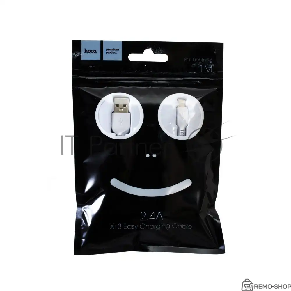 Кабель USB 2.0 HOCO X13, AM/Lightning M, белый, 1 м