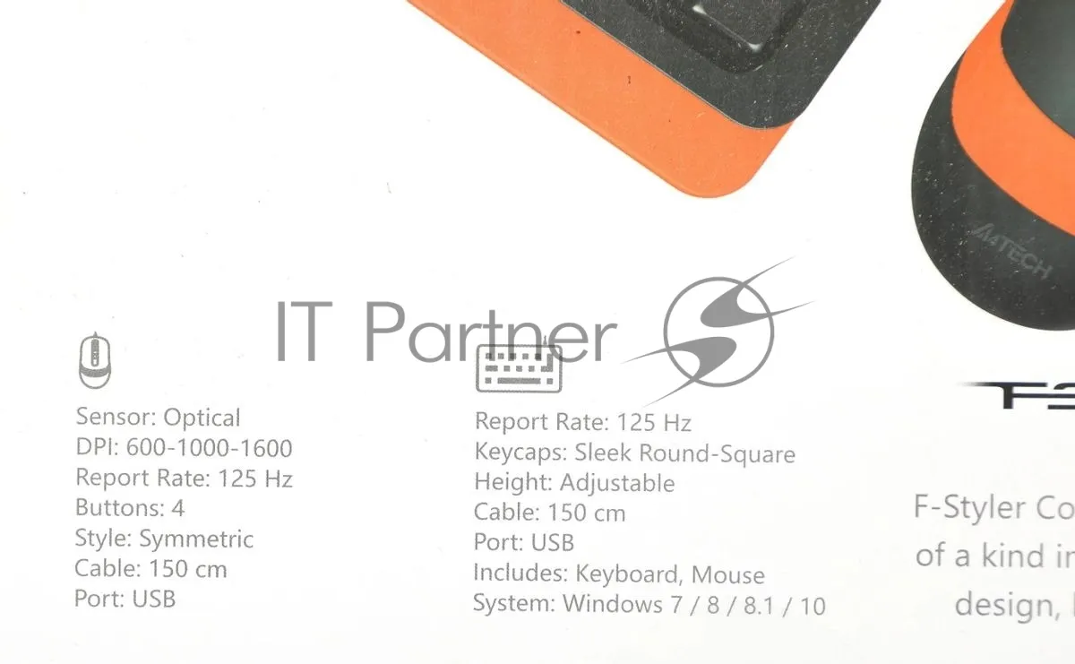 Комплект клавиатура и мышь A4Tech FStyler F1010