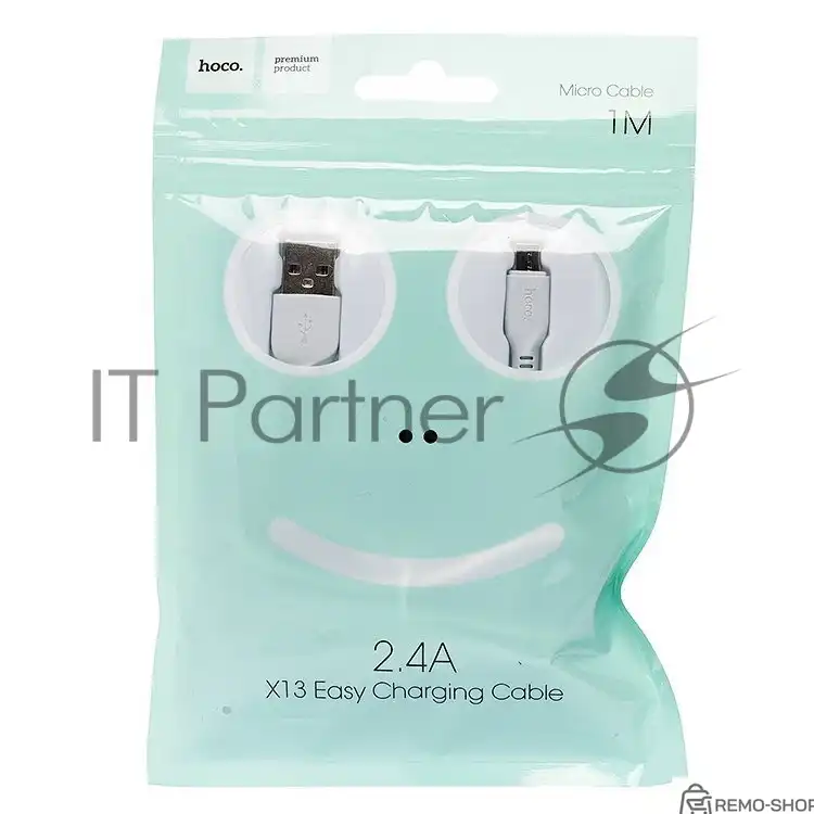 Кабель USB 2.0 HOCO X13, AM/microBM, белый, 1 м
