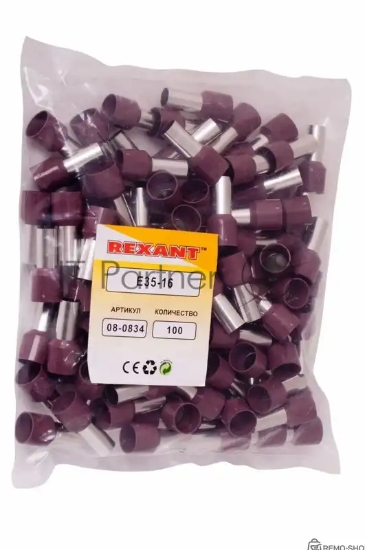 Наконечник штыревой втулочный изолированный 35 мм² F-16 мм красный фото 2