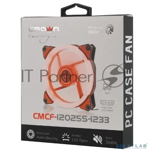 Корпусной вентилятор Crown CMCF-12025S-1233 черный/оранжевый 120 мм фото 3