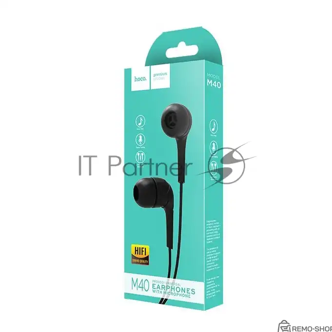 Проводные наушники-вкладыши Hoco M40 с микрофоном, черные фото 3