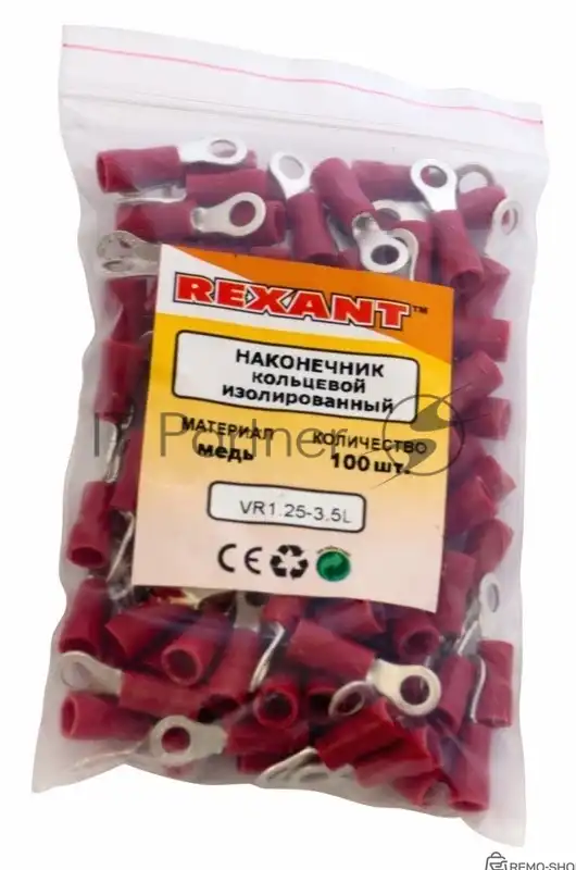 Наконечник кольцевой изолированный Rexant НКИ ø 3.7 мм для проводов 0.5-1.5 мм², красный фото 2