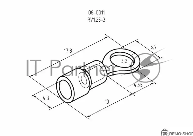 Наконечник кольцевой изолированный красный 0.5-1.5 мм² фото 3