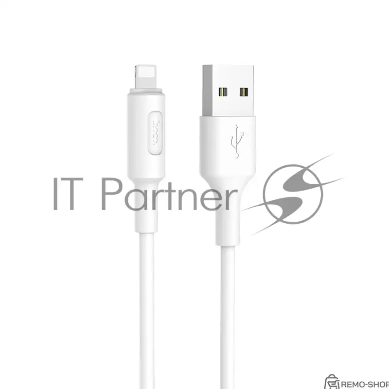 Кабель USB 2.0 HOCO X25 для зарядки и синхронизации устройств Apple, белый, 1 метр фото 2