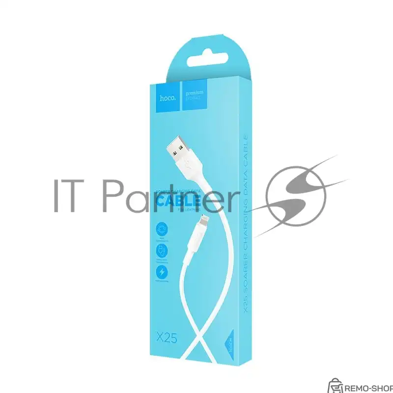 Кабель USB 2.0 HOCO X25 для зарядки и синхронизации устройств Apple, белый, 1 метр