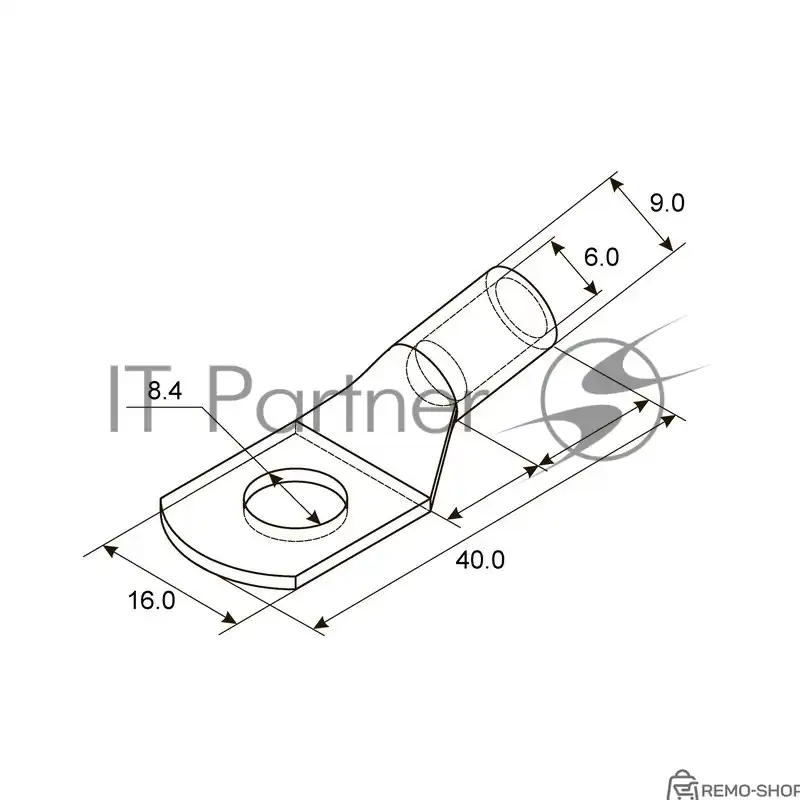 Наконечник кабельный ТМЛ 16-8-6 для провода 16 мм² фото 2