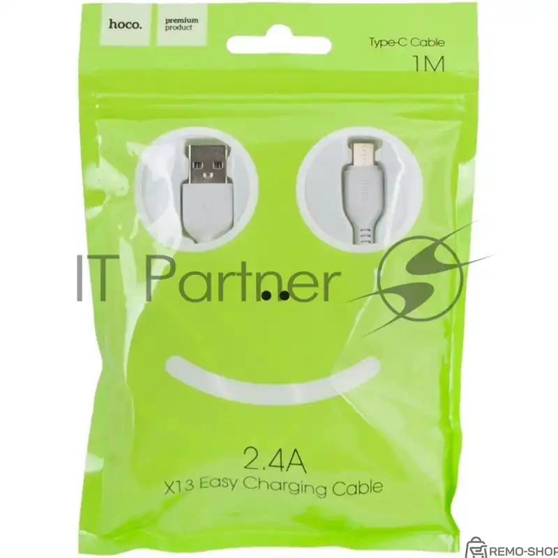 Кабель USB 2.0 HOCO X13, Type-C M, белый, 1 м фото 2