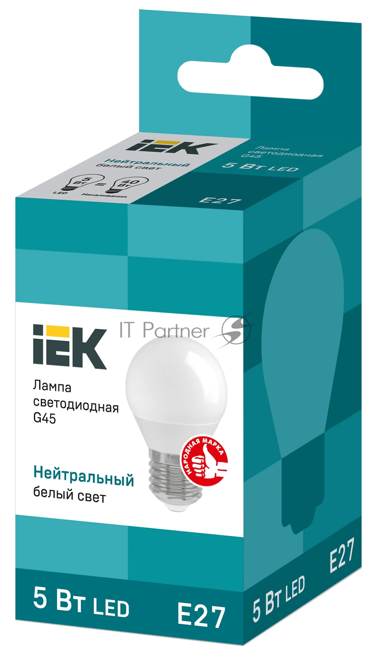 Светодиодная лампа IEK G45 5Вт 4000К E27 фото 3