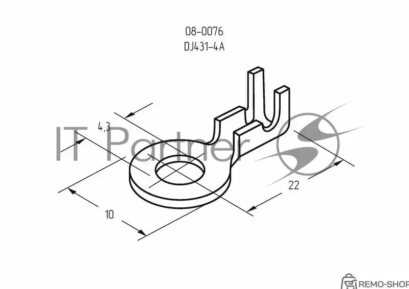 Наконечник кольцевой Rexant, ø4.3 мм, 0.5-0.8 мм² (НК 4-0,5-0,8) фото 3
