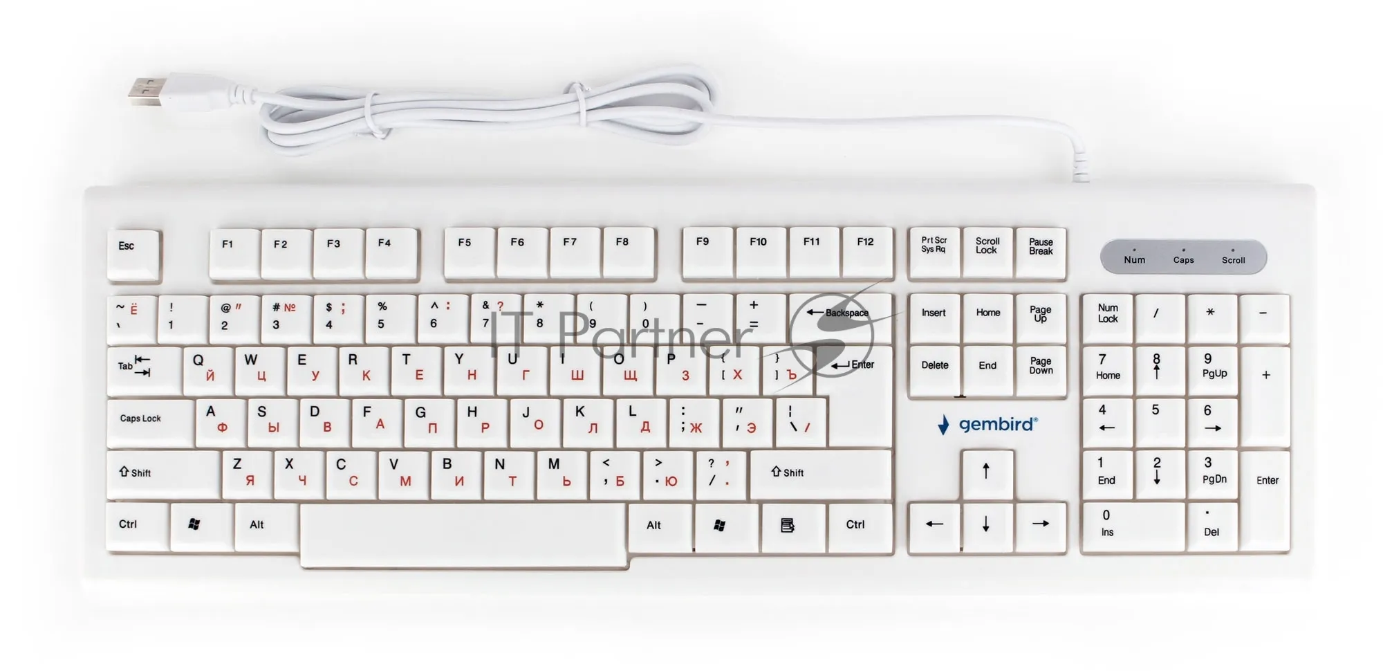 Клавиатура проводная Gembird KB-8354U, USB, бежево-белая фото 2