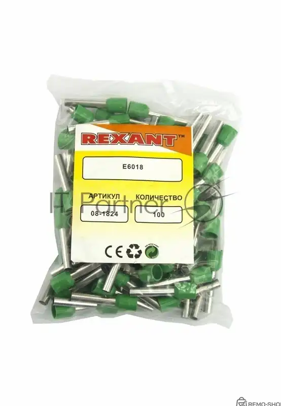 Наконечник штыревой втулочный изолированный 6 мм², 18 мм, зеленый фото 2