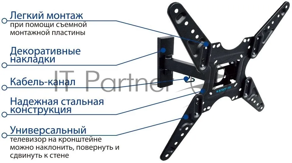 Настенный кронштейн KROMAX OPTIMA-413 для ЖК-телевизоров 20-55 дюймов фото 2
