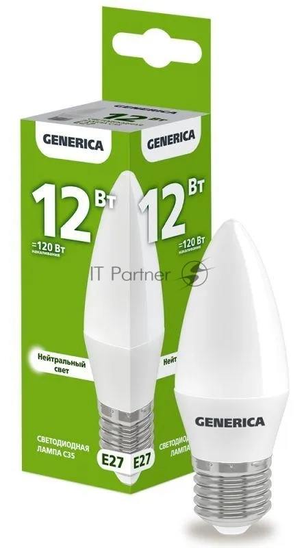 Светодиодная лампа Generica C35 12Вт свеча 4000К E27