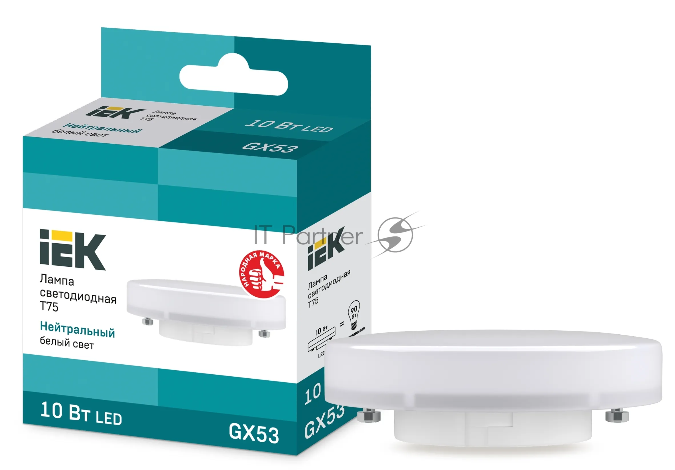 Светодиодная лампа-таблетка IEK LLE-T80-10-230-40-GX53 ECO T75, 10Вт, 4000К, GX53 фото 3