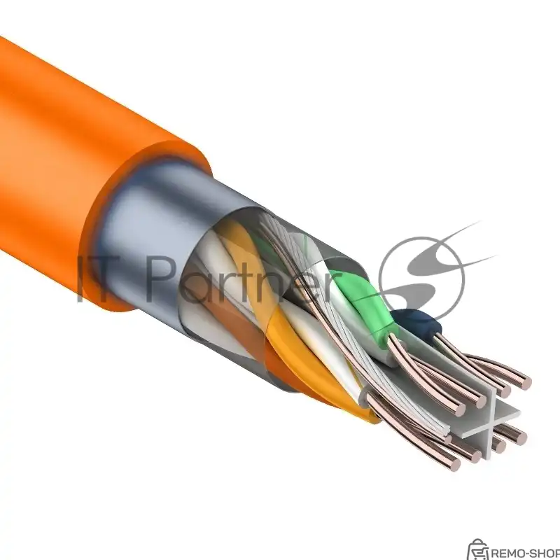 Кабель витая пара Rexant F/UTP, категория 6, 4 x 2 x 0,57 мм, LSZH нг(А)-HF, внутренний, оранжевый, 305м фото 2