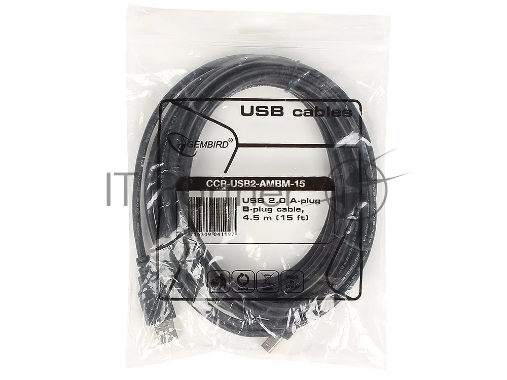 Кабель USB 2.0 Gembird PRO, 4.5 м, Type-A к Type-B, позолоченные контакты фото 3