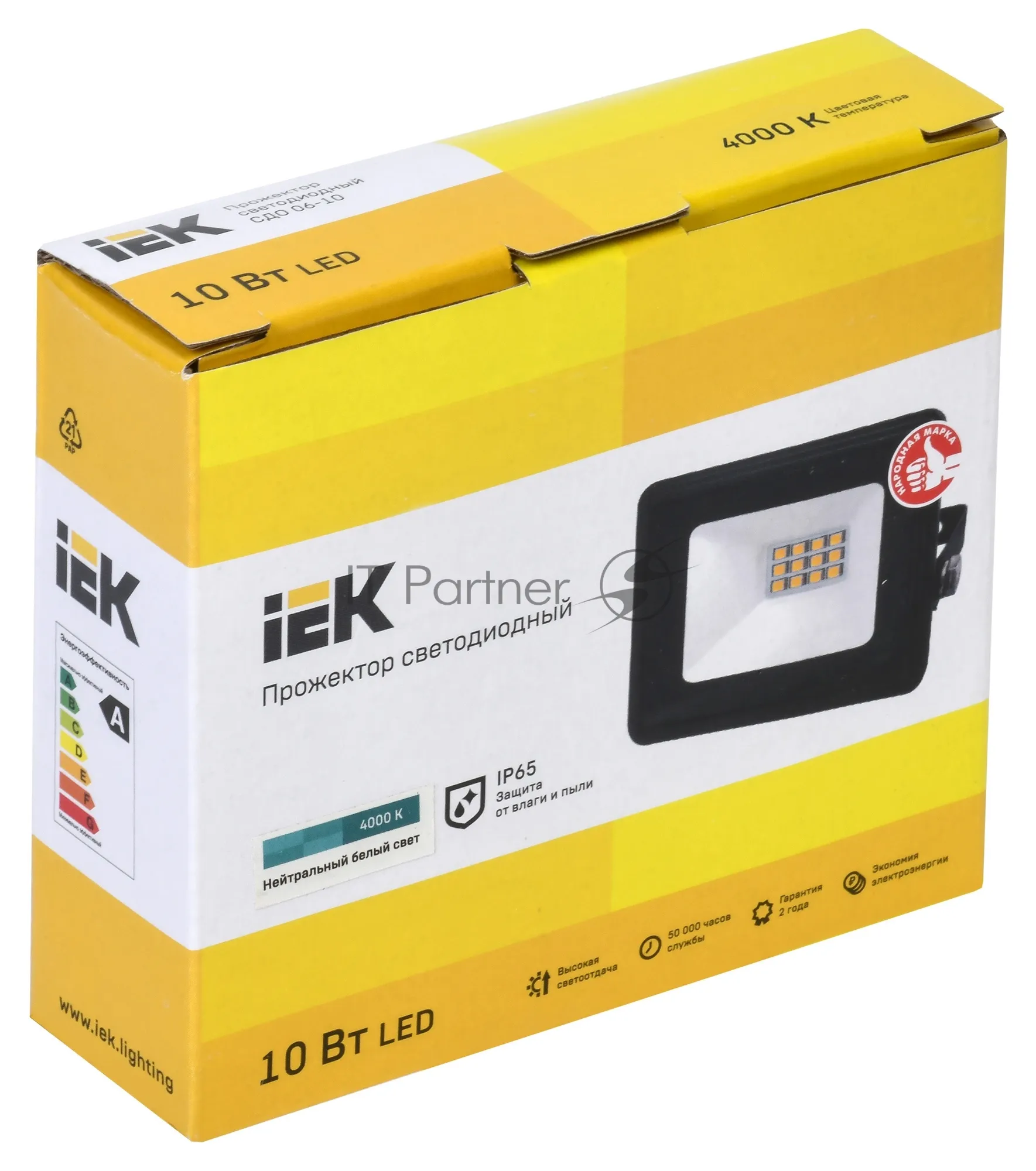 Светодиодный прожектор IEK 10Вт 4000К IP65 черный фото 3
