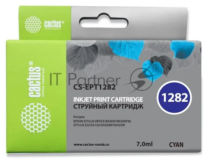 Струйный картридж Cactus CS-EPT1282 голубой для принтеров Epson