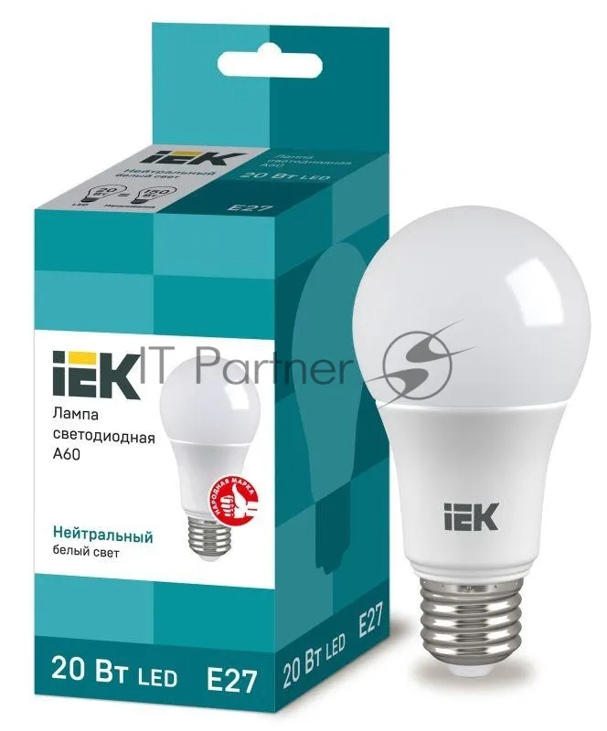 Светодиодная лампа IEK A60 20Вт 4000К E27 фото 3