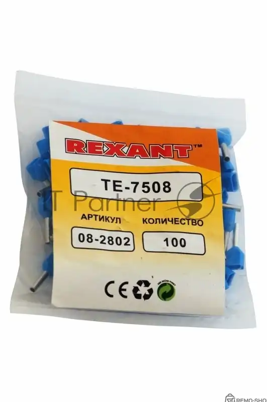 Наконечник штыревой втулочный изолированный F-8 мм 2х0.75 мм² синий фото 2