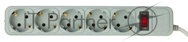 Сетевой фильтр PC PET AP01006-5-GR с 5 розетками и кабелем метров фото 2