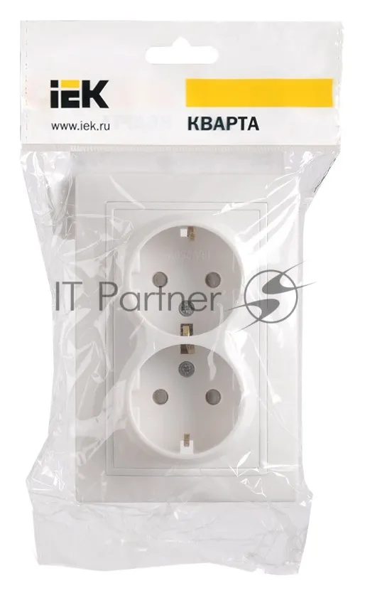 Силовая розетка IEK ERK21-K01-16-DM, 2 места, с защитными шторками, 16А, белая фото 2