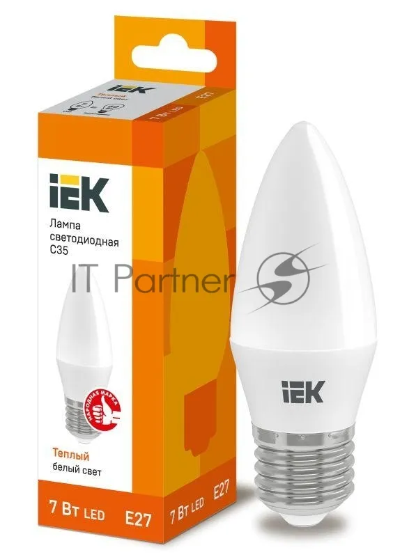 Светодиодная лампа IEK свеча 7Вт 3000К E27