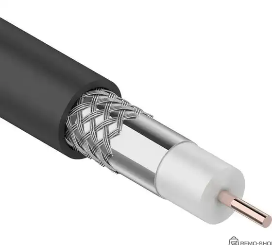 Кабель коаксиальный RG-6U, 75 Ом, CCS/Al/Al, 64%, OUT черный 100 м